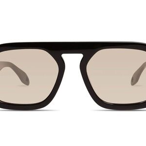 Elisa Johnson Glossy Black Jane Sunglasses with light brown lenses